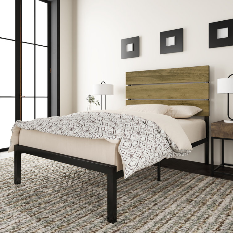 Platform bed with store metal slats